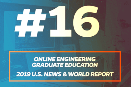 Online engineering graduate education program ranked #16 by U.S. News & World Report