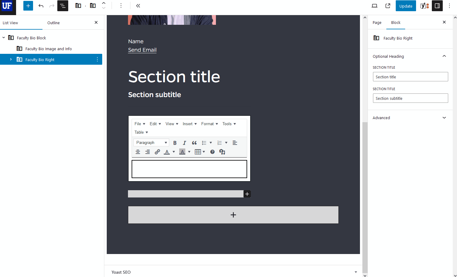 How to insert a faculty blockquote block in Mercury