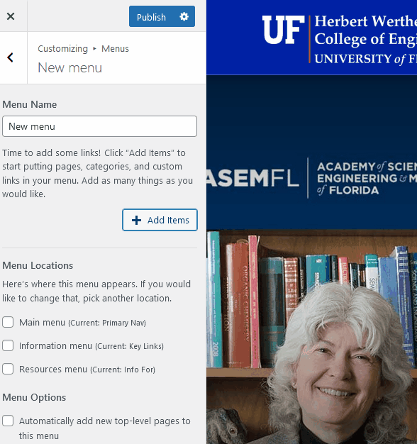 Animation of items being added to a menu in Customizer