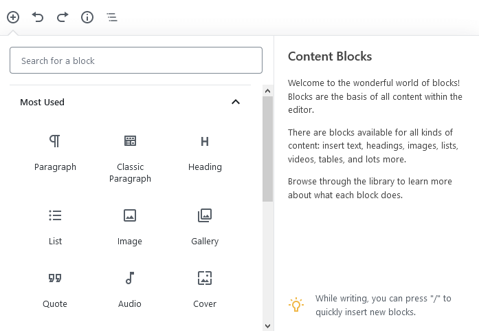 "Add Block" plus sign icon and interface