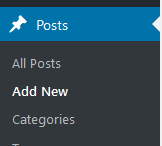 Screenshot of dashboard nav link to add a new post