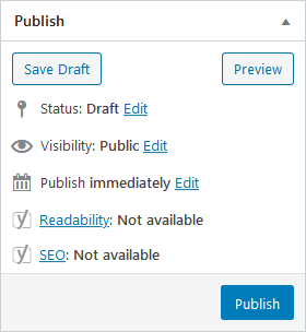 Screenshot of publishing options meta box