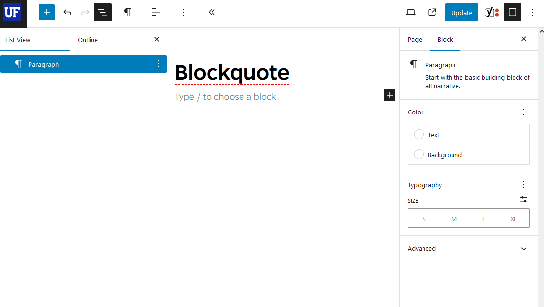 How to insert a UF Mercury blockquote block