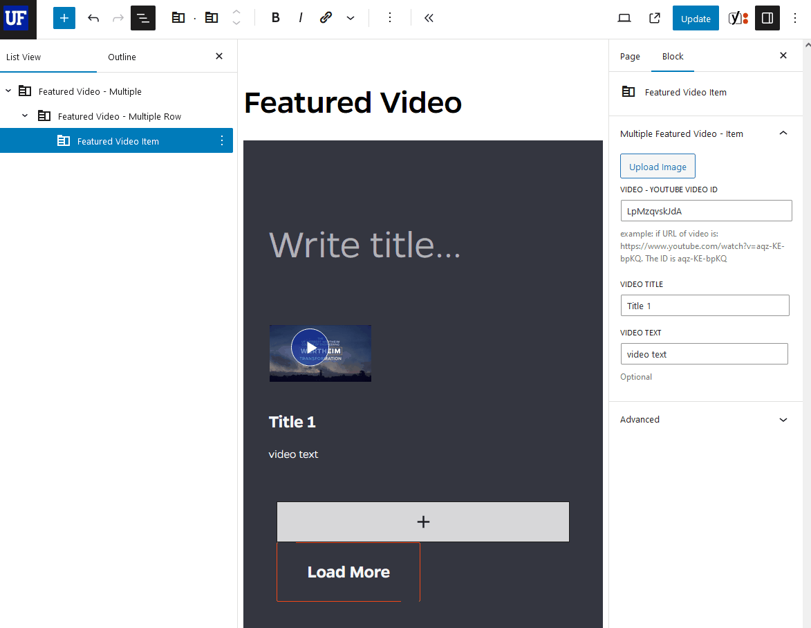 How to duplicate additional Featured videos within a row of the video gallery in Mercury.