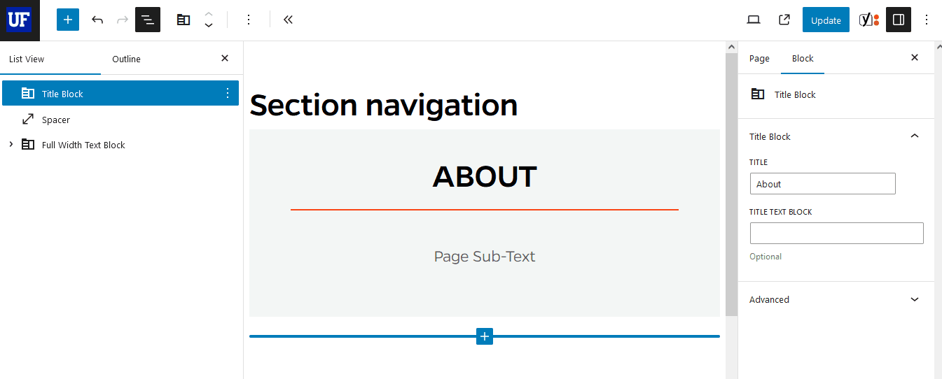 How to insert a Section Navigation block in Mercury
