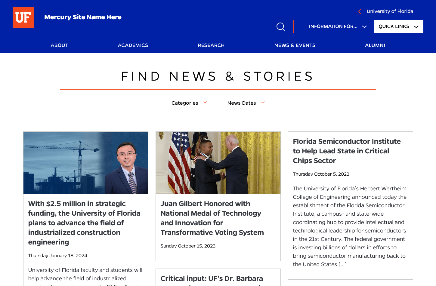 Page template: News