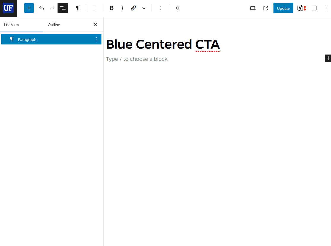 How to insert the Blue Centered CTA block