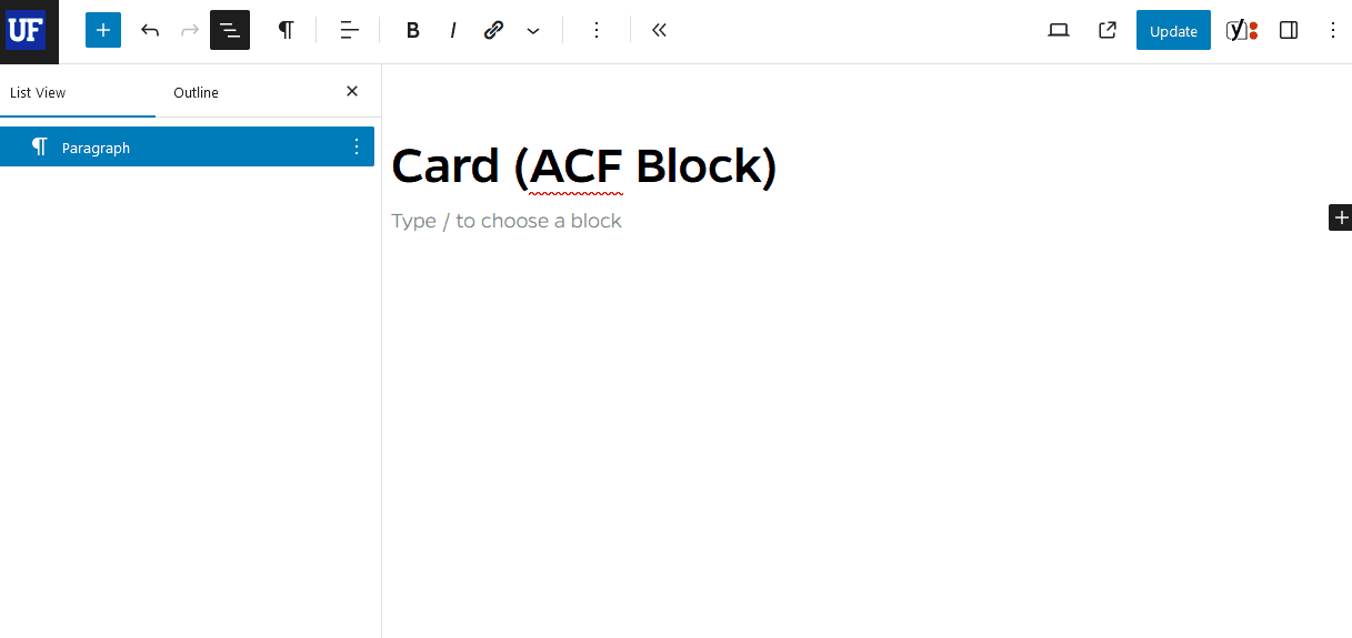 How to add a row to contain the ACF card block 