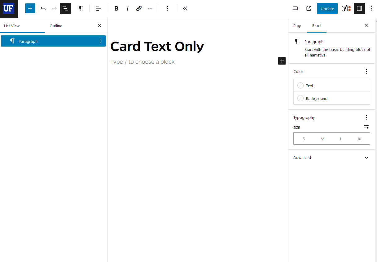 How to add a card text only block