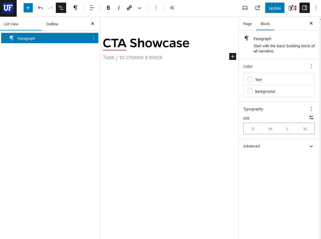 How to insert the CTA Showcase block