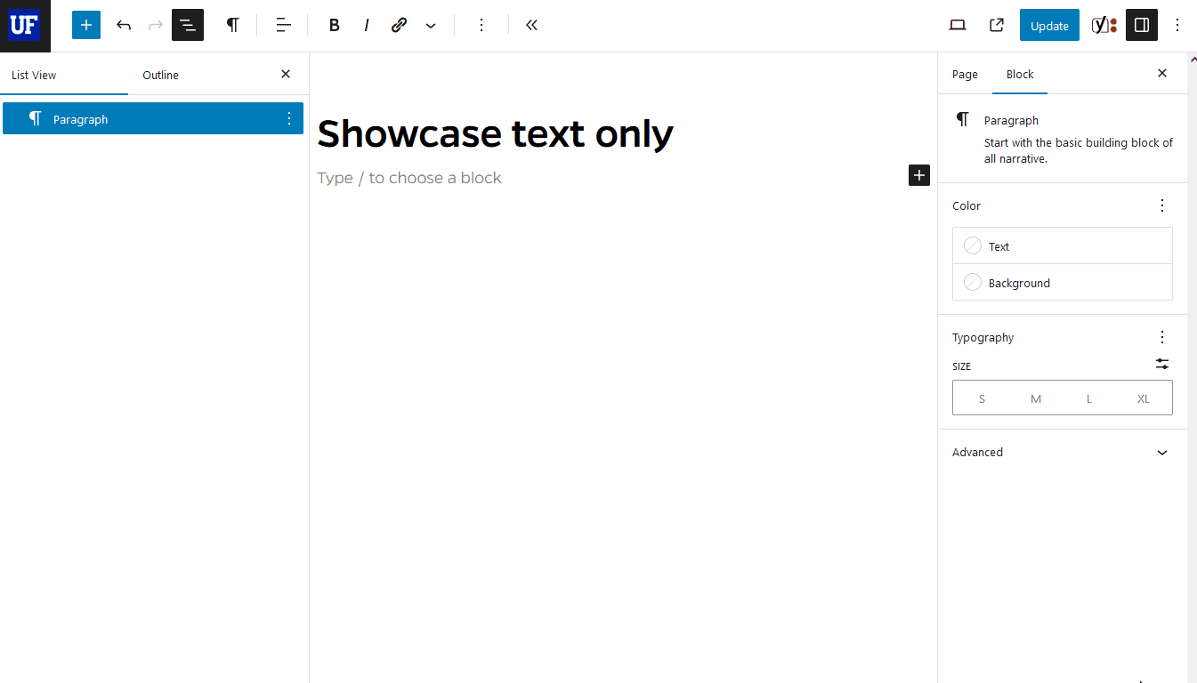 How to add a Showcase text Only block in Mercury