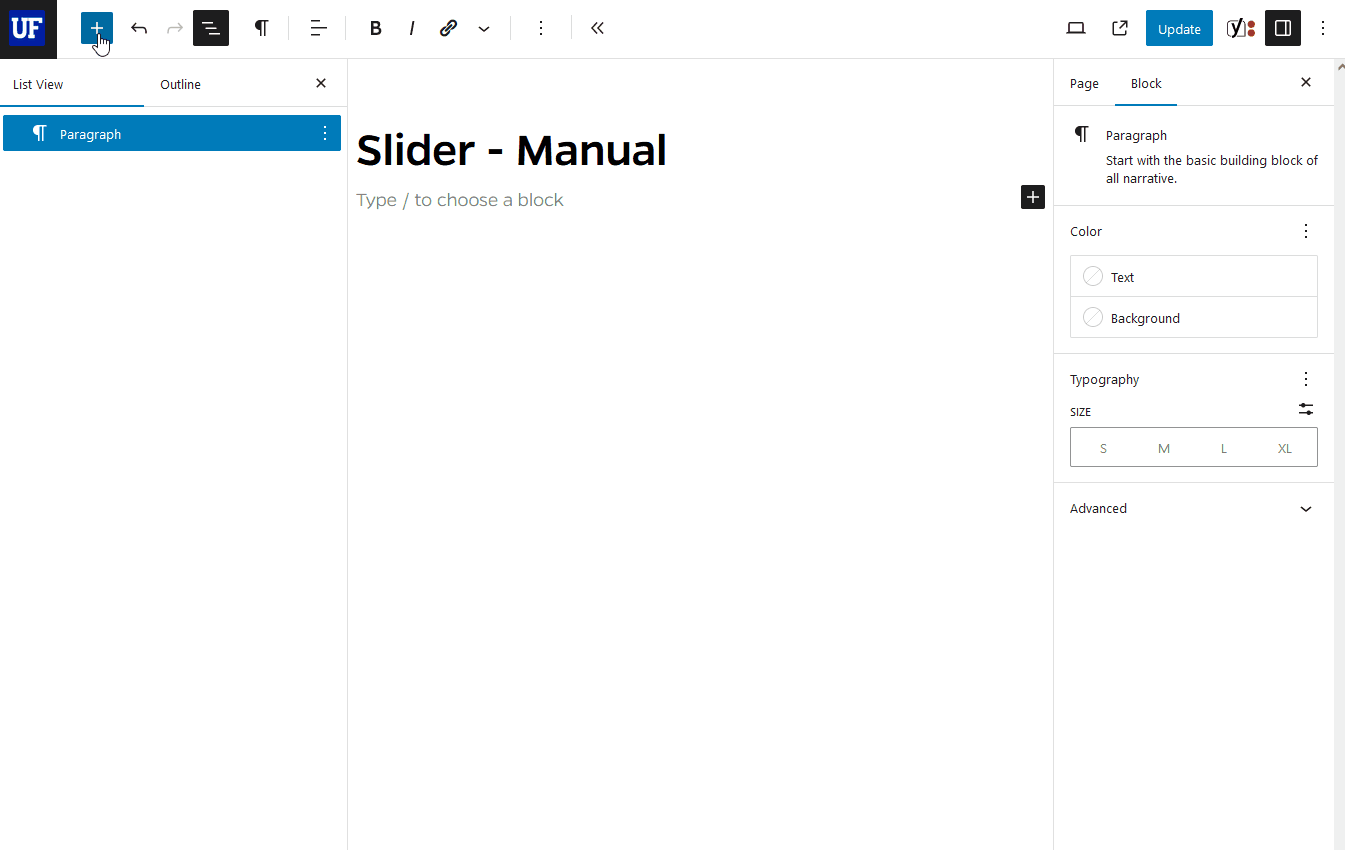 How to add a Slider - Manual block in Mercury