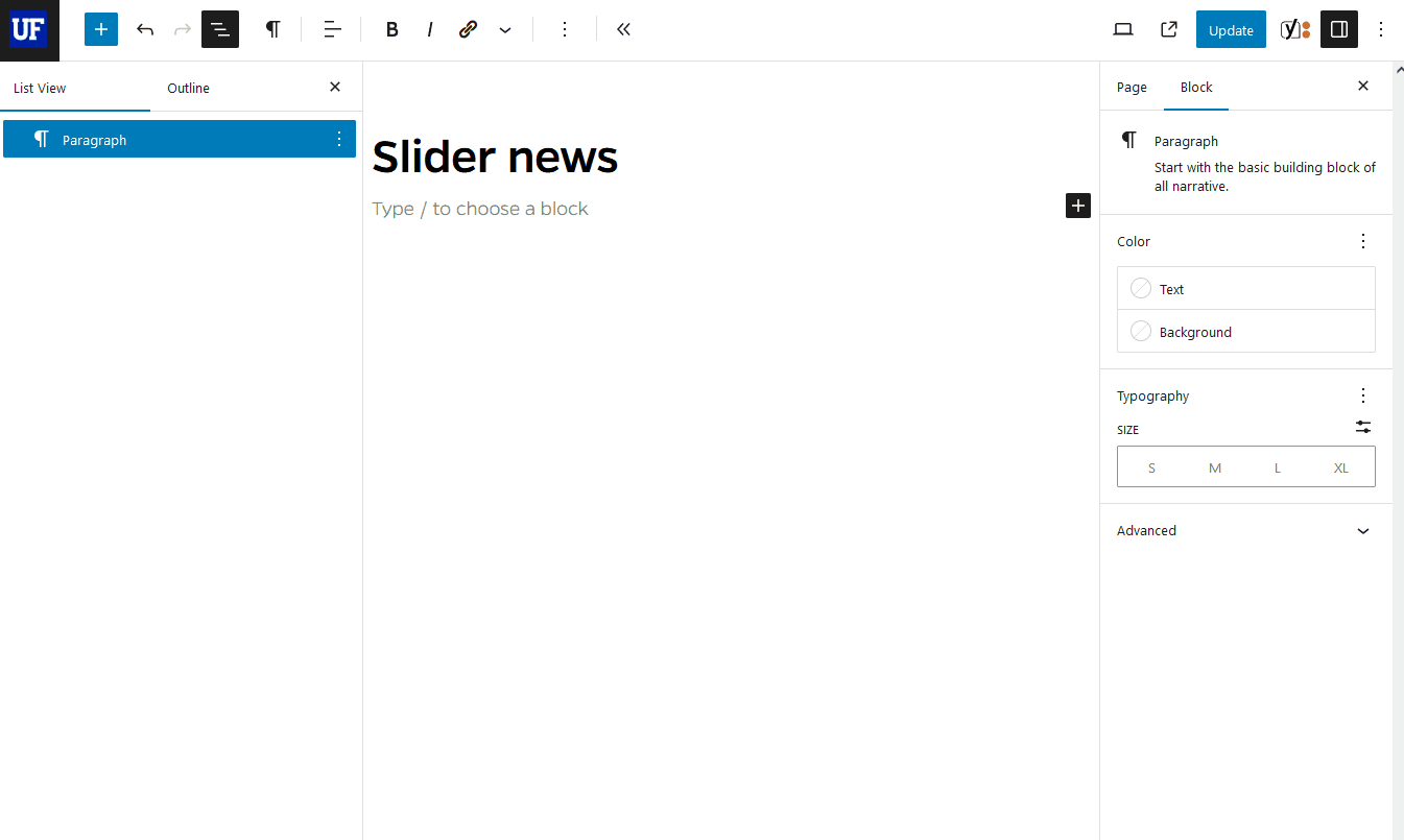 How to insert the Slider news block in Mercury
