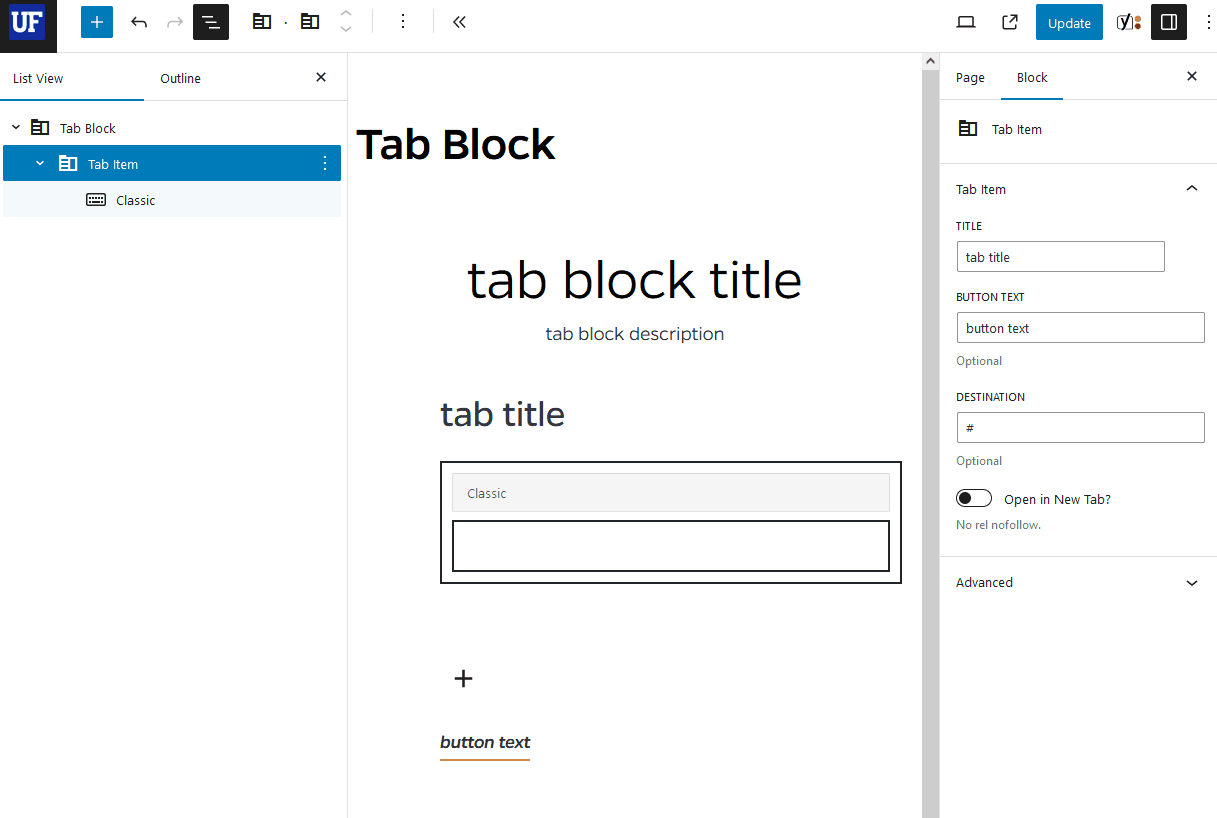 How to add content to a tab item, and add more tab items