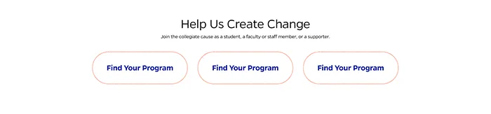 Three identical rounded rectangular buttons arranged horizontally under a heading and a line of smaller text.