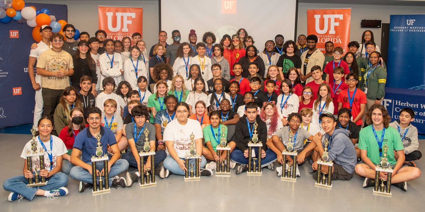 Participants in the 46th annual Southeastern Conference for Minority Engineers (SECME) competition gathered on UF's campus in June 2023.
