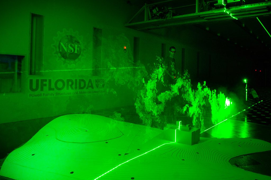 Using fog machines, adjustable wind speeds and green lasers, a crew of researchers from the National Institute of Standards and Technology (NIST) examined wind effects on a model of Hospital Bella Vista in Mayagüez, Puerto Rico.