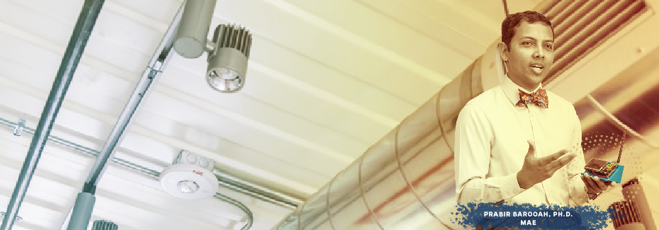 Using sensors and IoT, Prabir Barooah, associate professor in Mechanical and Aerospace Engineering, is testing personal comfort nodes, or PCNs, to optimize energy use for buildings.