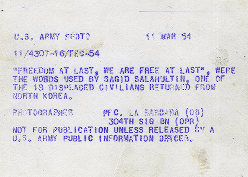 Photographer’s caption on the back of release photo – dated March 11, 1954