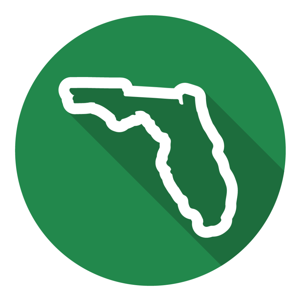 Green icon representing Stewardship, showing a graphic of the state of Florida