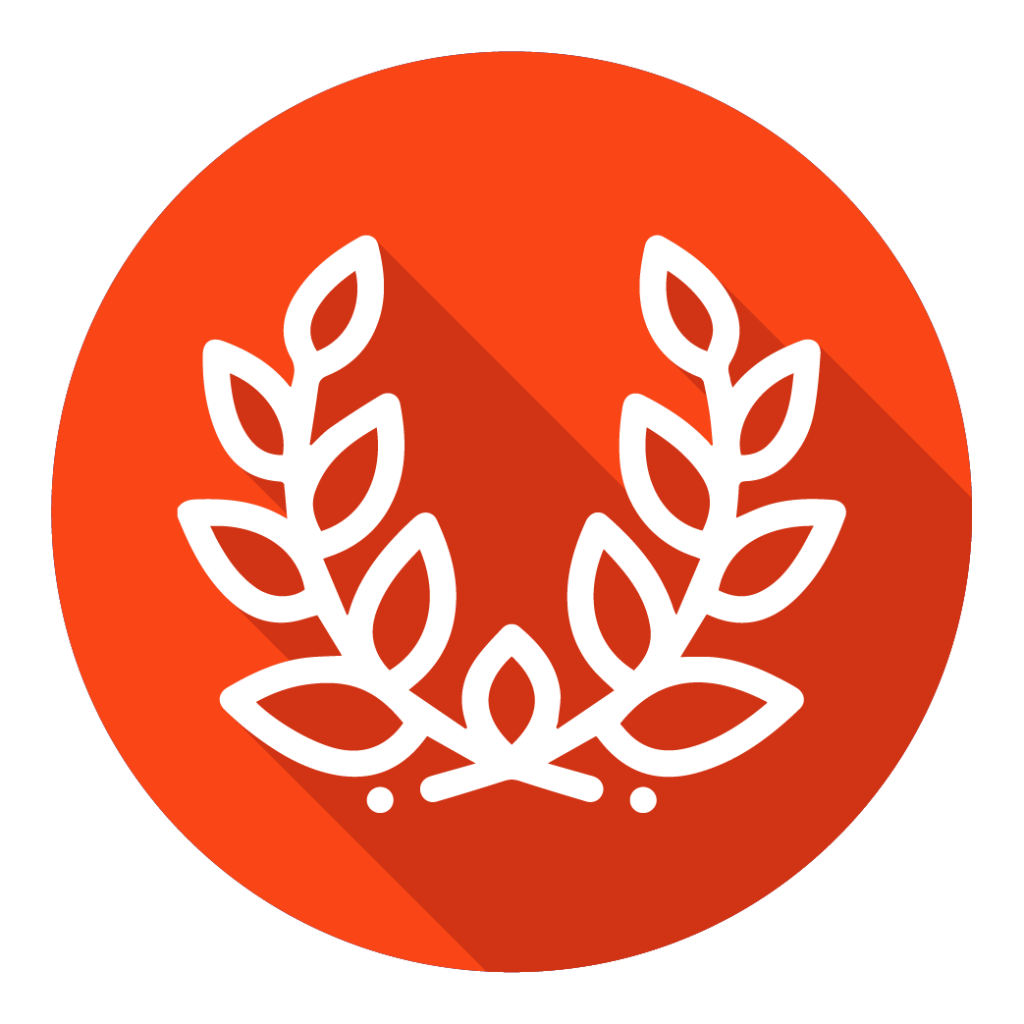 Orange icon representing Freedom & Civility, showing a graphic of olive branches